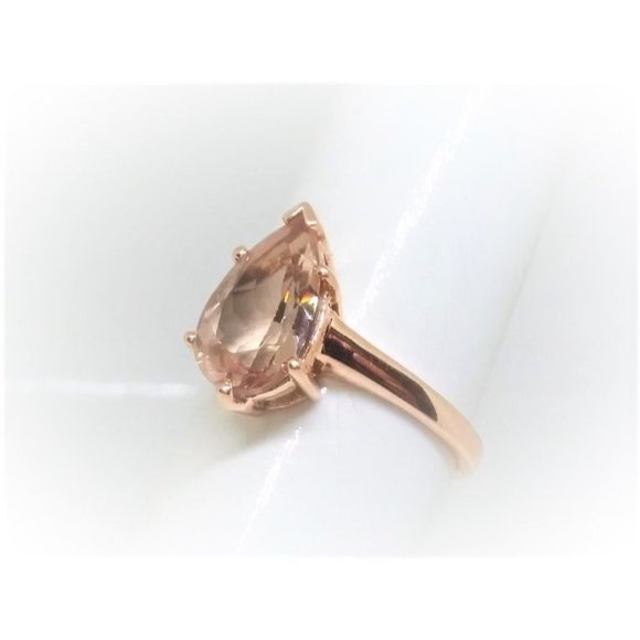 10K Rose Gold Pear Shaped Natural Morganite Ring - Picture 5 of 6